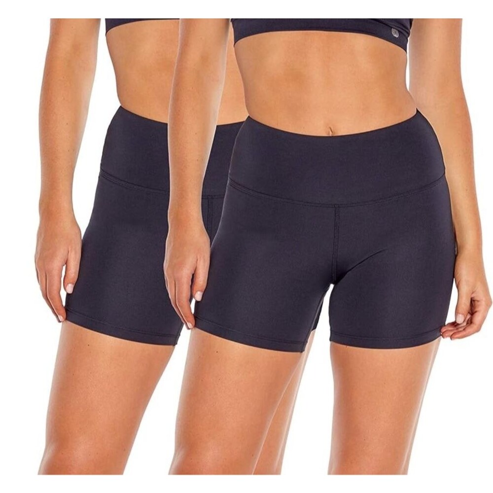 Bally Total Fitness Women's 2-Pack High Rise 5" Bike Shorts Size M Black